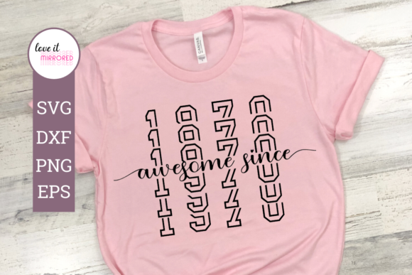Awesome Since 1970 Mirror Word Graphics
