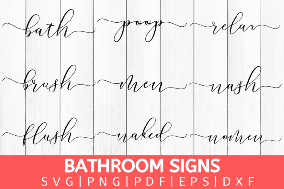 Bathroom Signs Bundle – 9 Graphics & Crafts