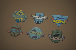 Vintage Colored Adventure Badges Set for Graphics and Logos